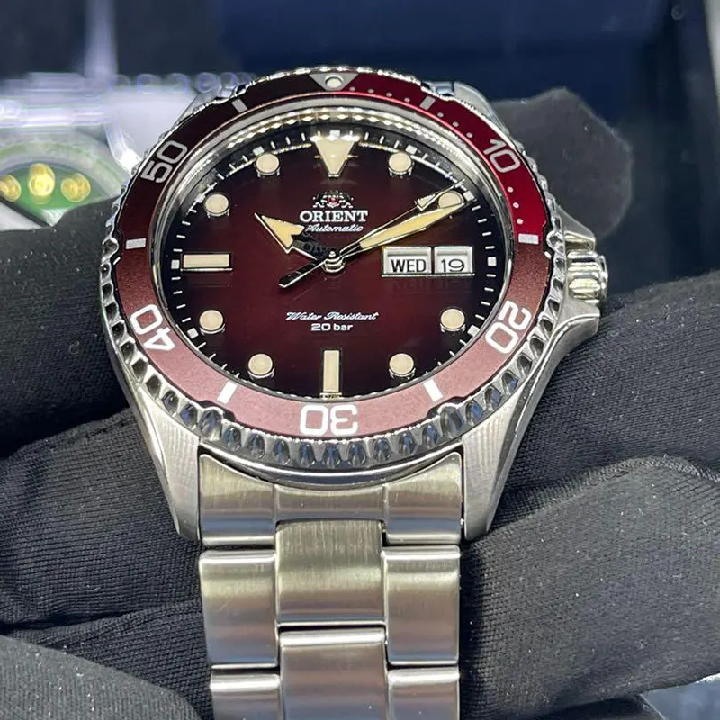 Orient Kamasu II Maroon Dial Diver's Men's Watch- RA-AA0814R